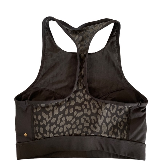 KATE SPADE Bra New York Leopard Print Mesh Racerback Black Sports Bra Small - Picture 4 of 7